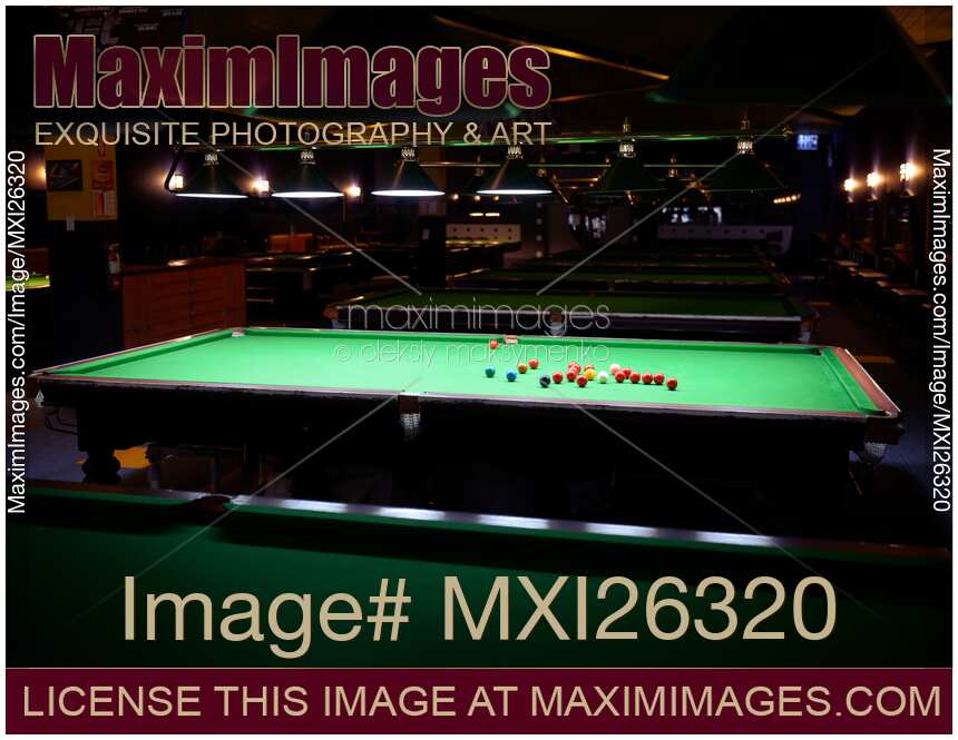 Snooker tables at billiards venue