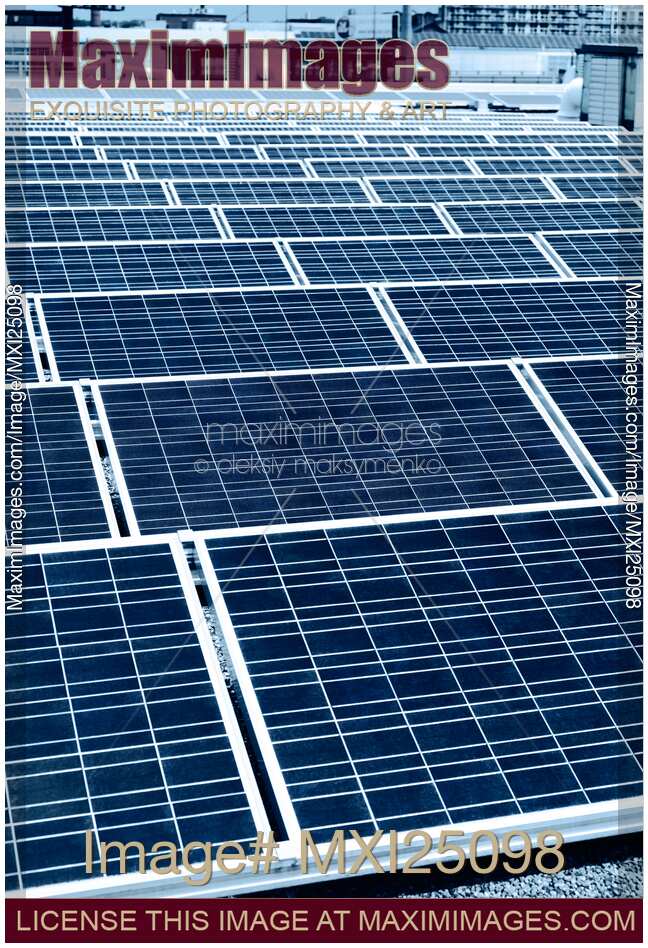 Solar panels on roof of building