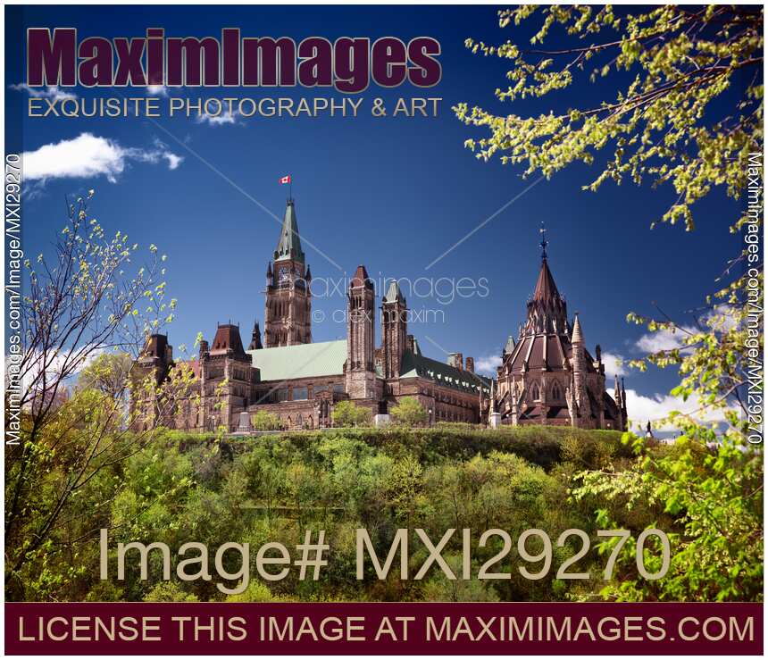 Springtime scenery of The Parliament Building in Ottawa Canada