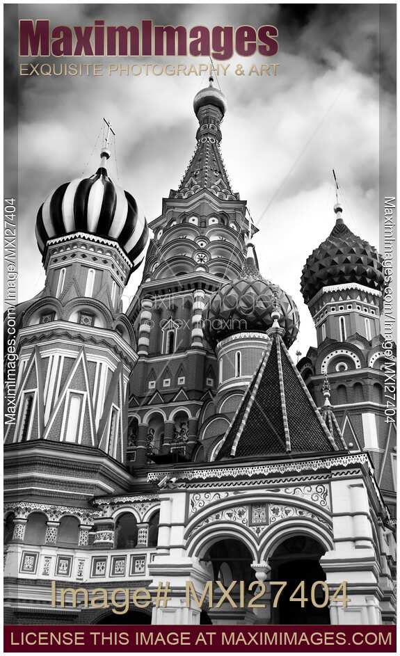 St Basils Cathedral in Moscow Russia Black and white