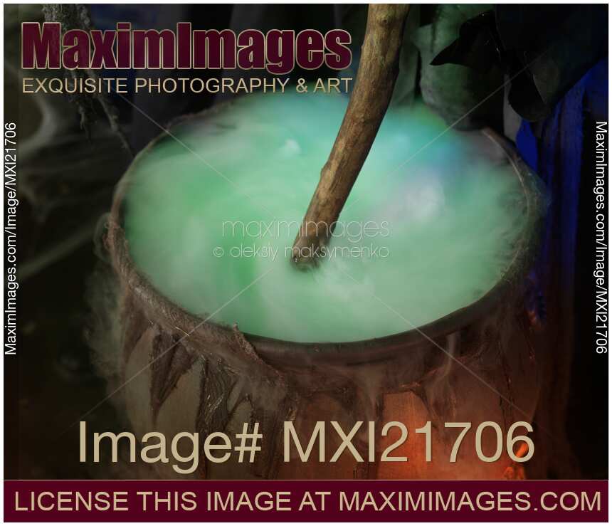 Steaming Cauldron in a Witch Cabin