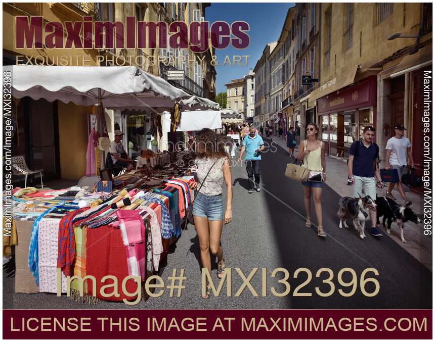 Street market at Aix-en-Provence city Southern France