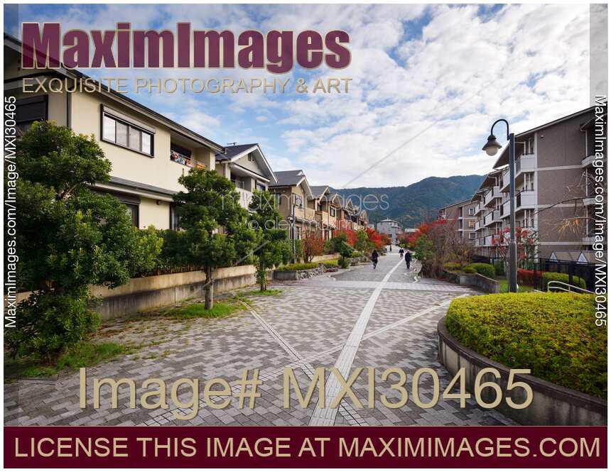 Streets of a residential neighbourhood in autumn at Daigonishiojicho Kyoto Japan