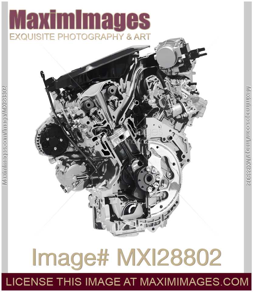 Stylized cross section of Buick Lacrosse V6 engine
