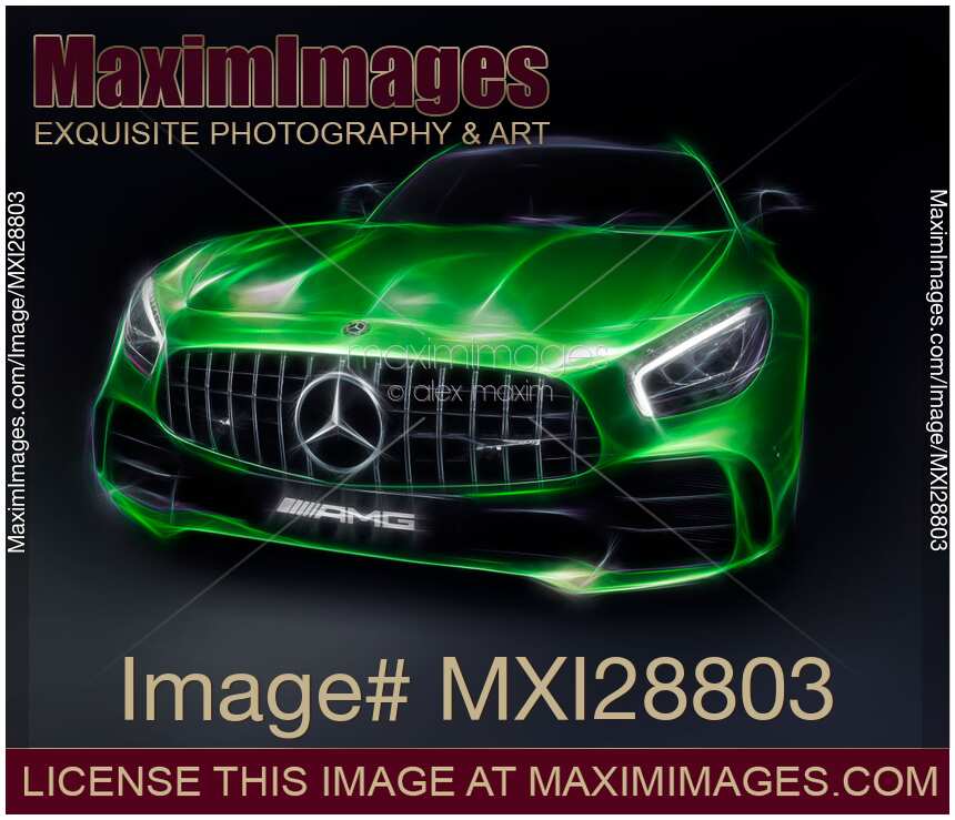Stylized illustration 2017 Mercedes AMG GT R Coupe sports car