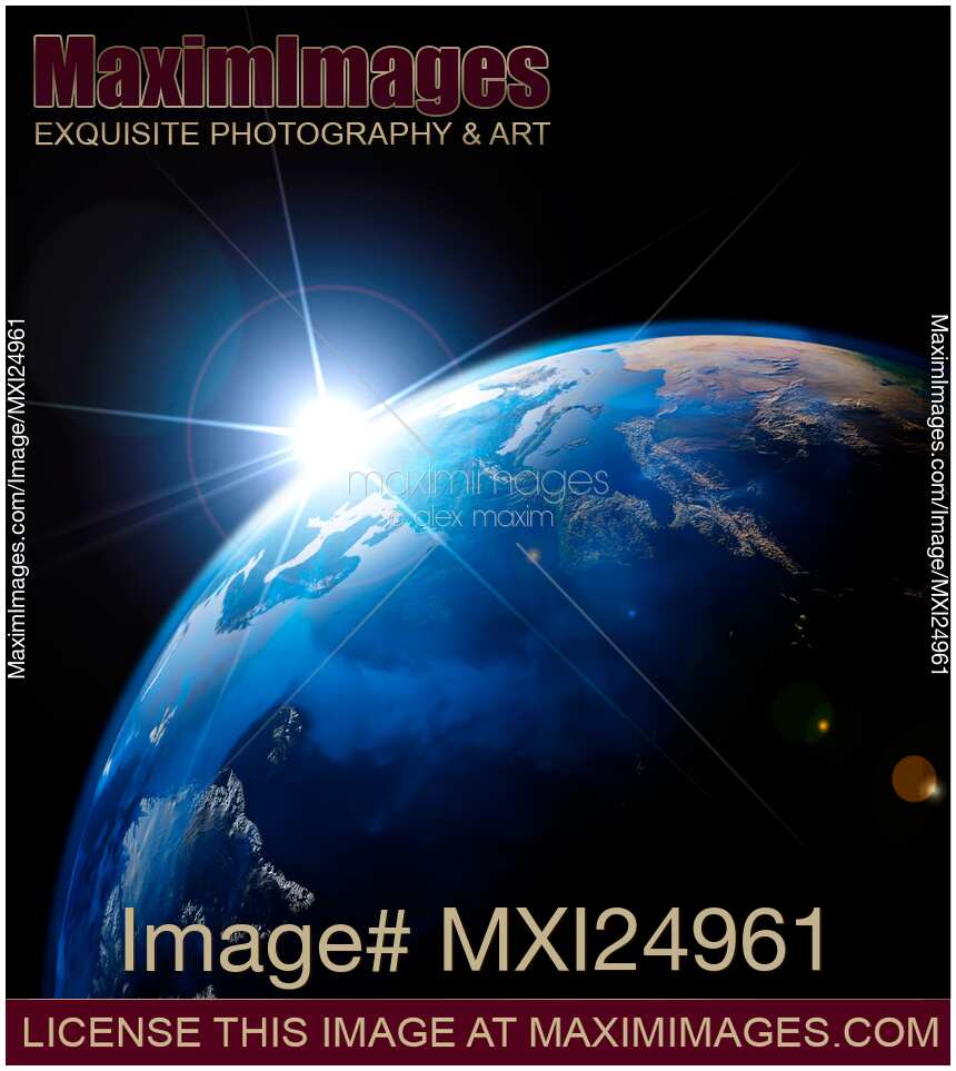 Sunrise over the Earth globe