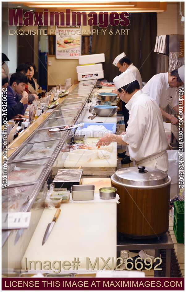Sushi restaurant cooks Itamae