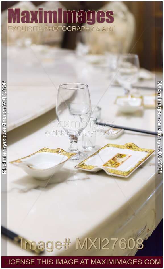 Tableware on banquette table in China