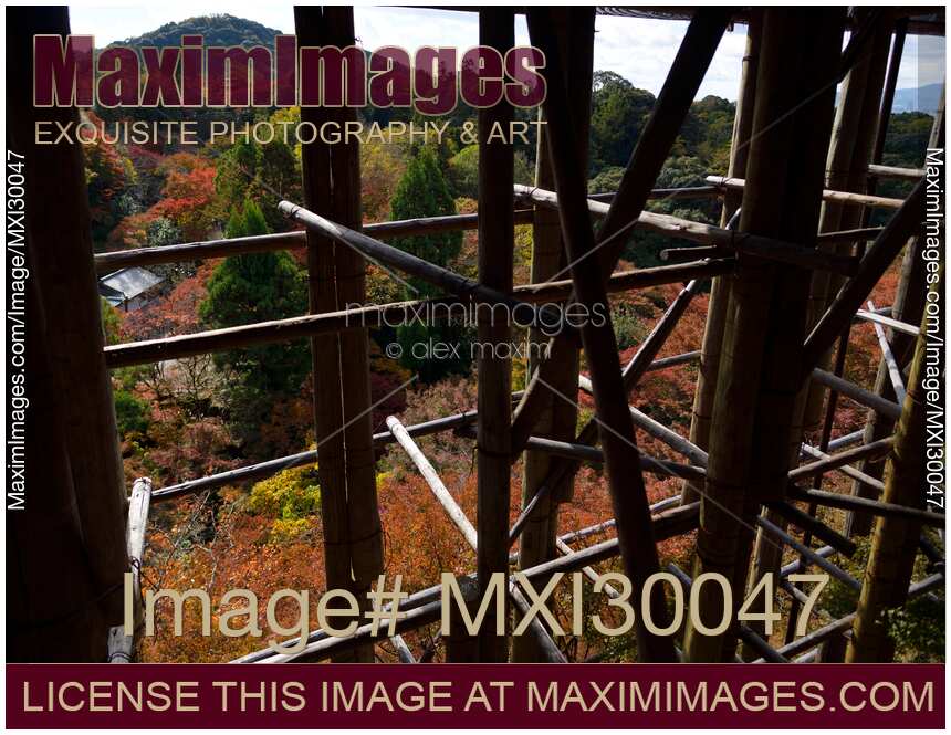 Tall supporting pillars of Kiyomizu-dera temple