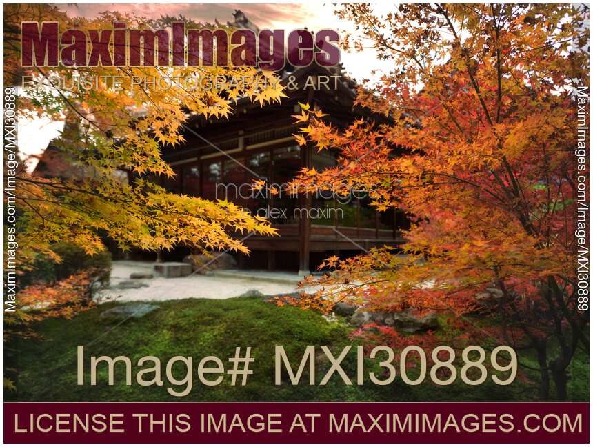 Tenjuan Japanese Temple hall in beautiful autumn scenery in Kyoto