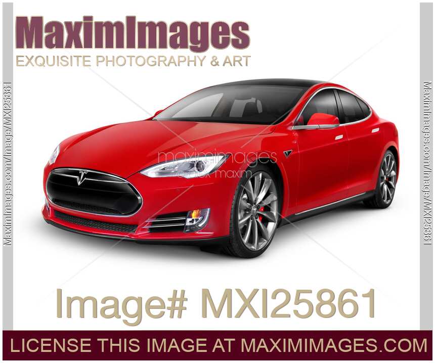 tesla model s red side view