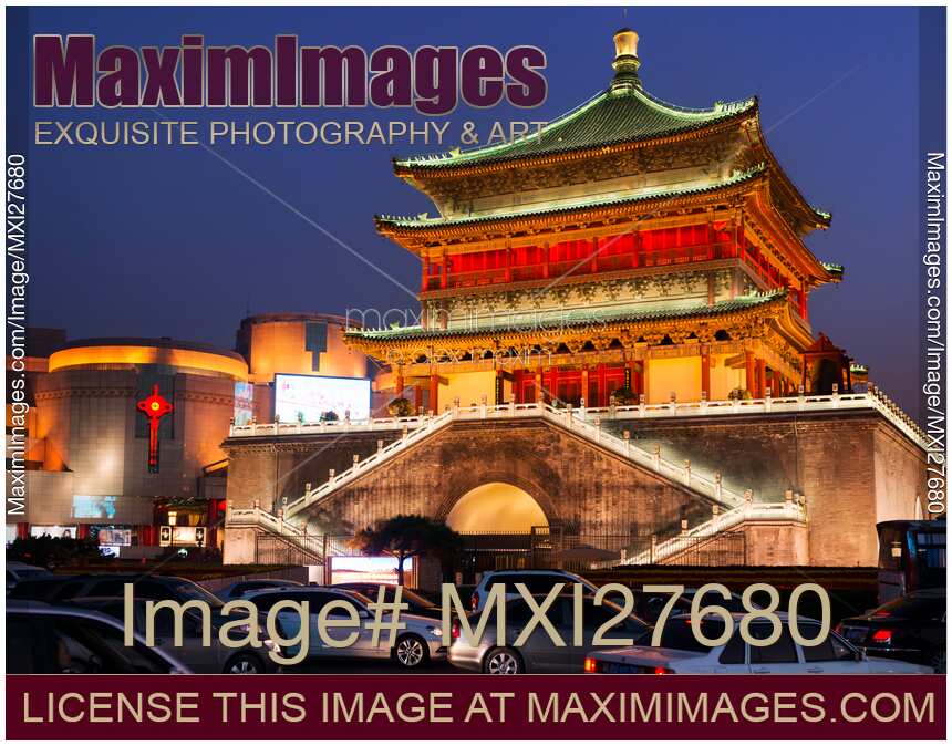 The Bell Tower at dusk in Xi'an China