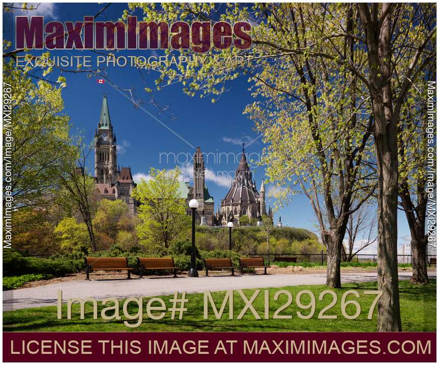 The Parliament Building view from a park in Ottawa Canada