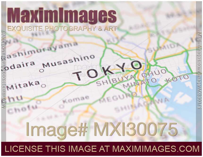 Tokyo city map on GPS screen display