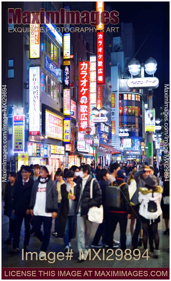 Tokyo city night life Young people on the streets of Shibuya