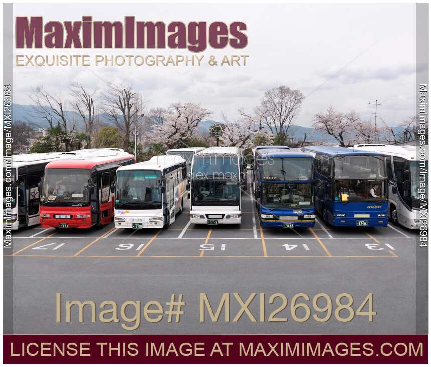 Tour buses in Kyoto Japan