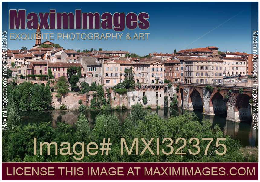 Town of Albi historic architecture River Tarn and old bridge Pont Vieux Southern France