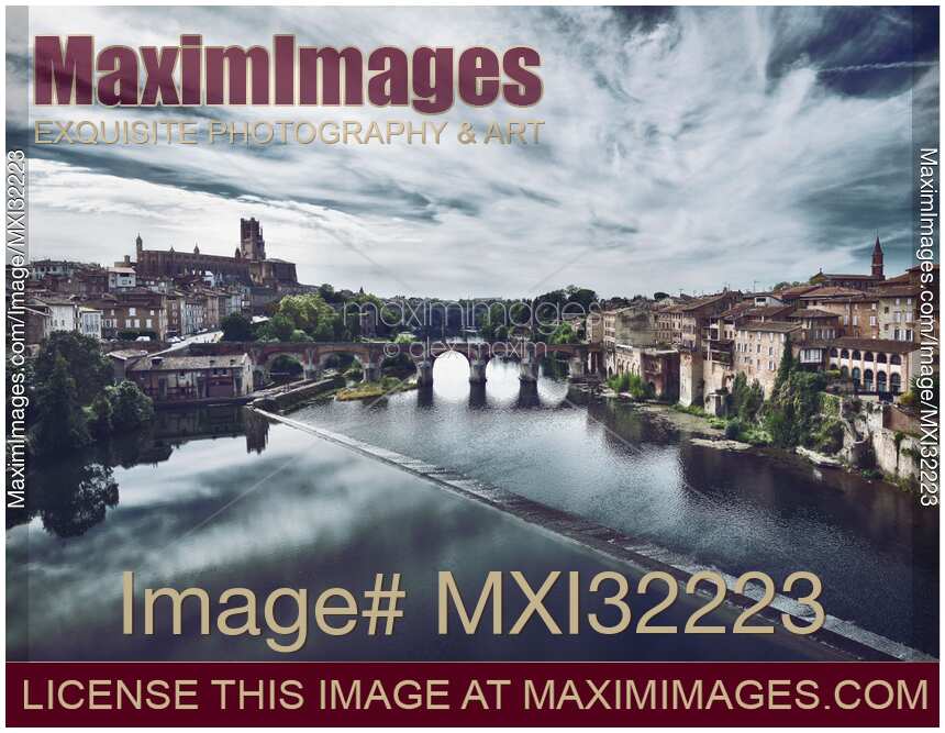 Town of Albi on river Tarn in South of France landscape scenery