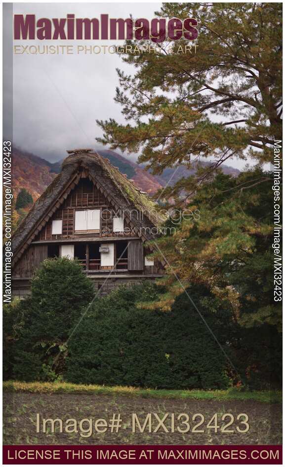 Traditional Japanese Gassho-zukuri style house at Shirakawa-go village Japan