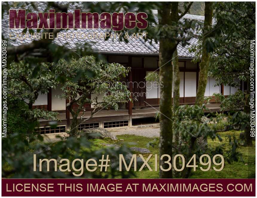 Traditional Japanese house inner garden Kyoto Japan