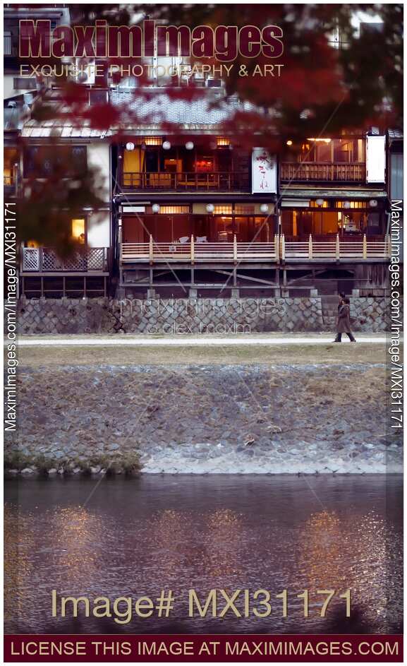 Traditional Japanese restaurants along the banks of Kamo River in Kyoto
