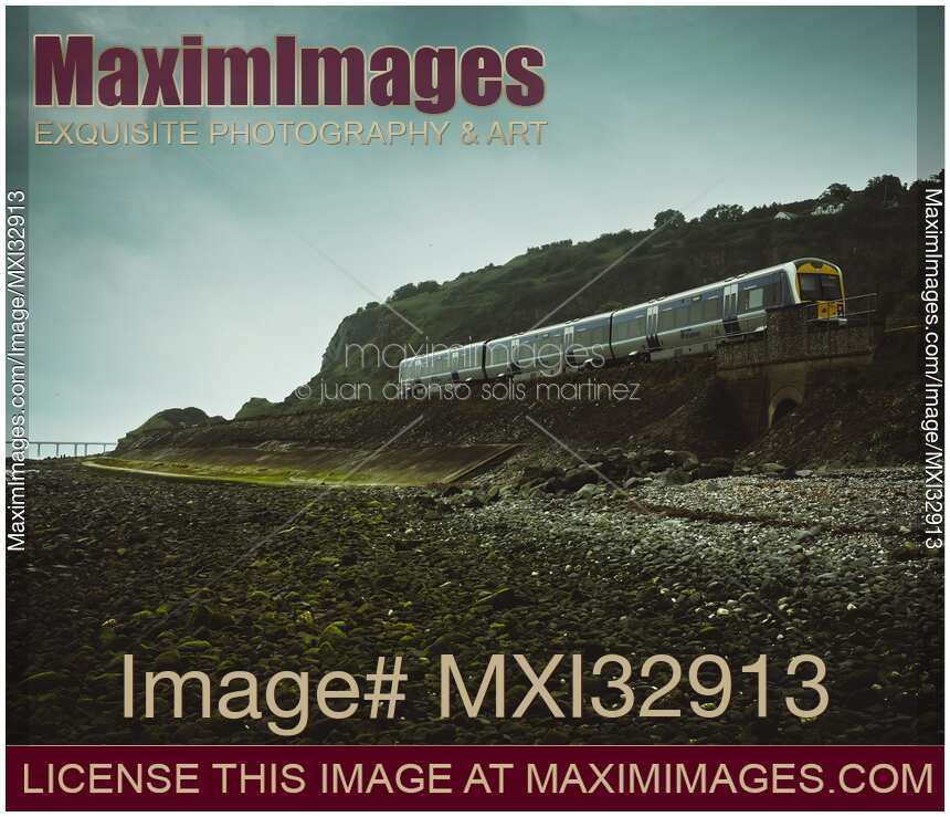 Train going to Whitehead County Antrim Northern Ireland moody landscape scenery