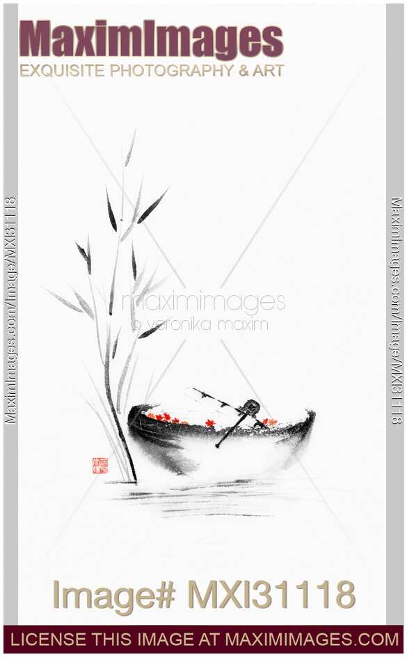 Tskukubai Japanese traditional wash basin with bamboo and red maples leaves