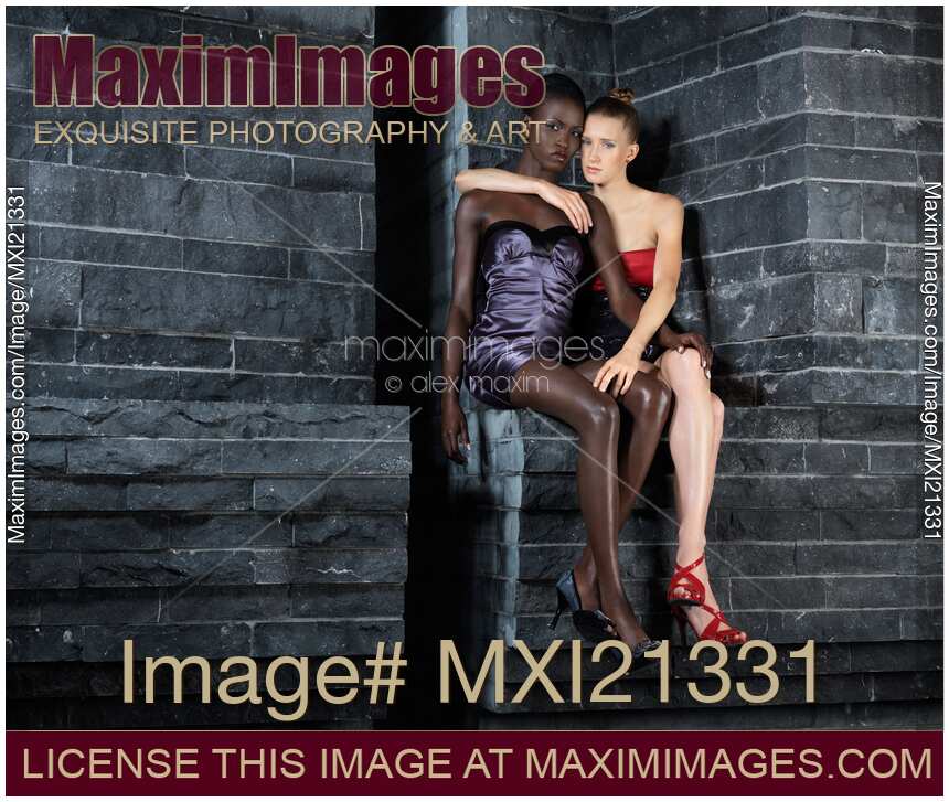 Two beautiful women in elegant dresses