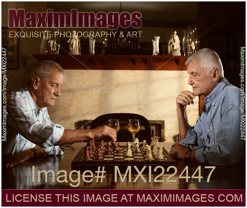 Two Seniors Enjoying a Game of Chess