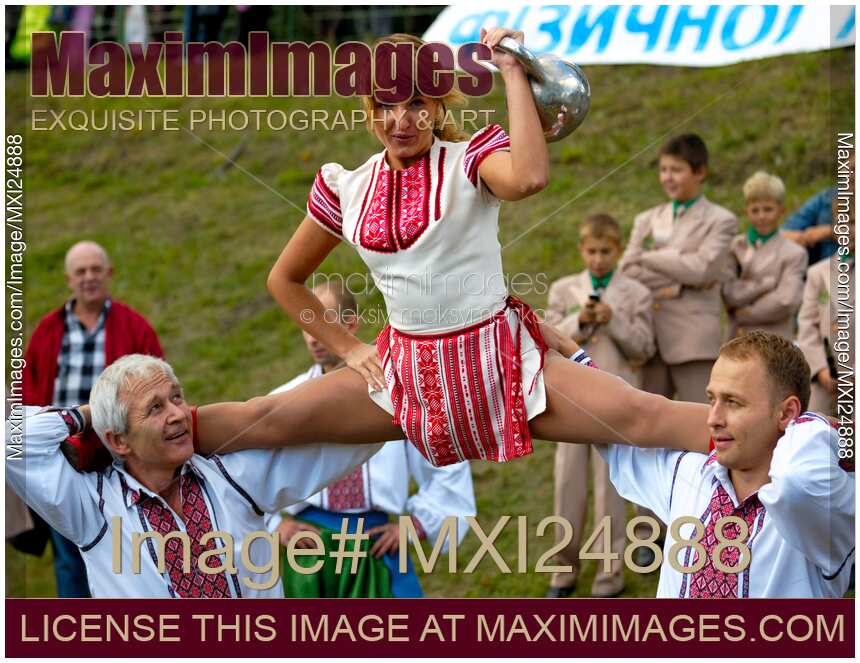 Ukrainian gymnast with a kettlebell