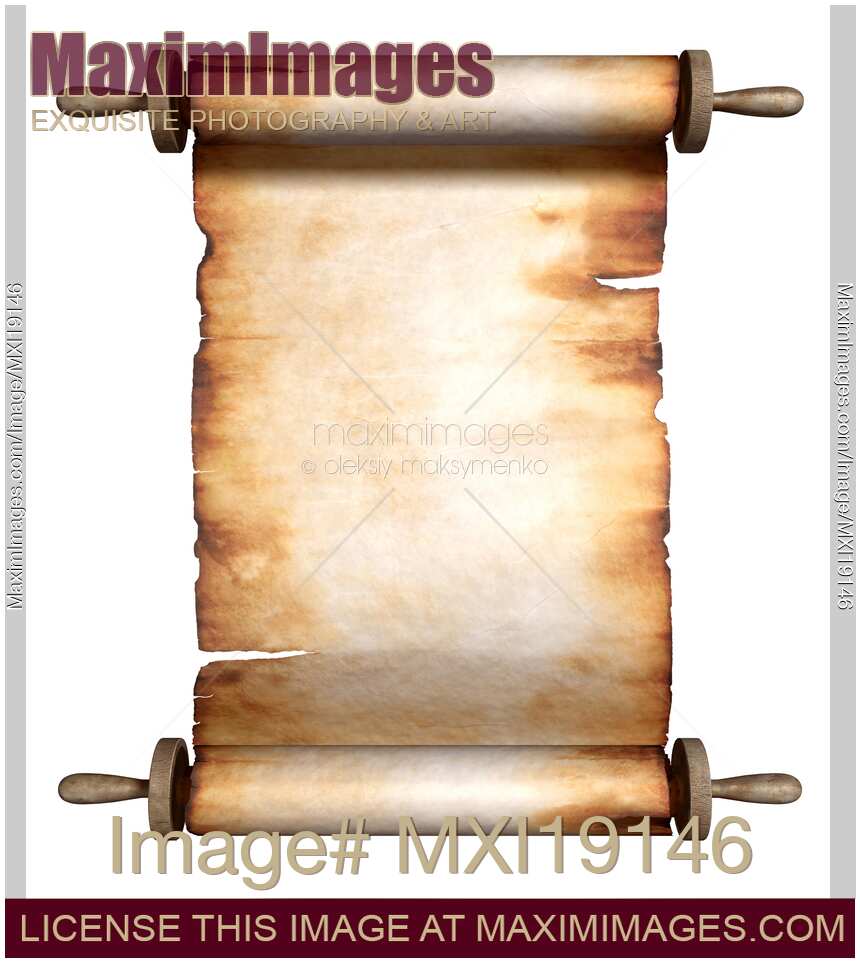 Unfolded Roll of Old Parchment Background