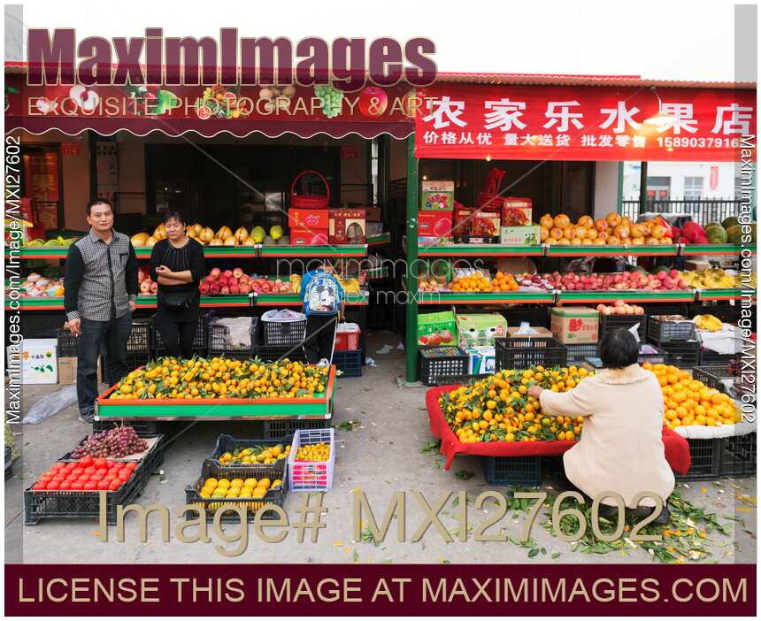 Vendors at food market in Zhengzhou China