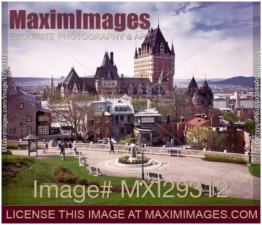 View from the hilltop on Fairmont Le Chateau Frontenac in Quebec city Canada
