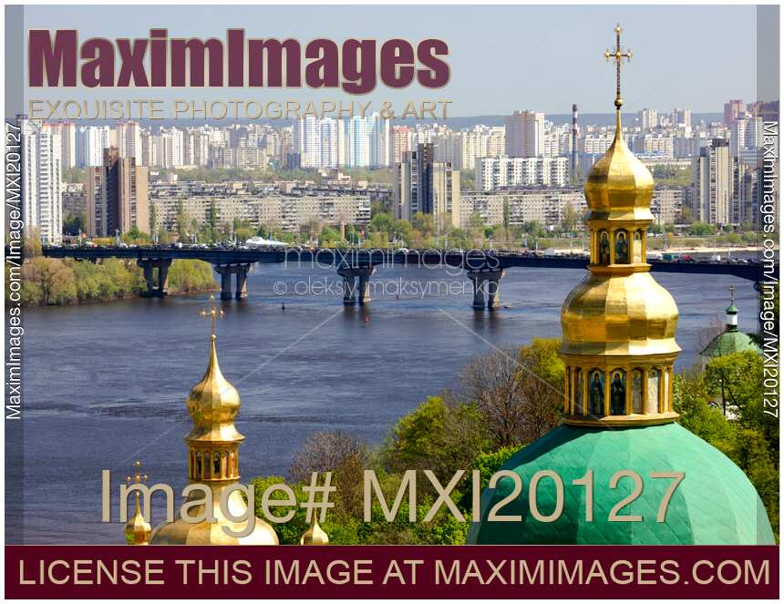 View on the Dnieper River from Kiev Pechersk Lavra Cave Monastery in Kiev Ukraine