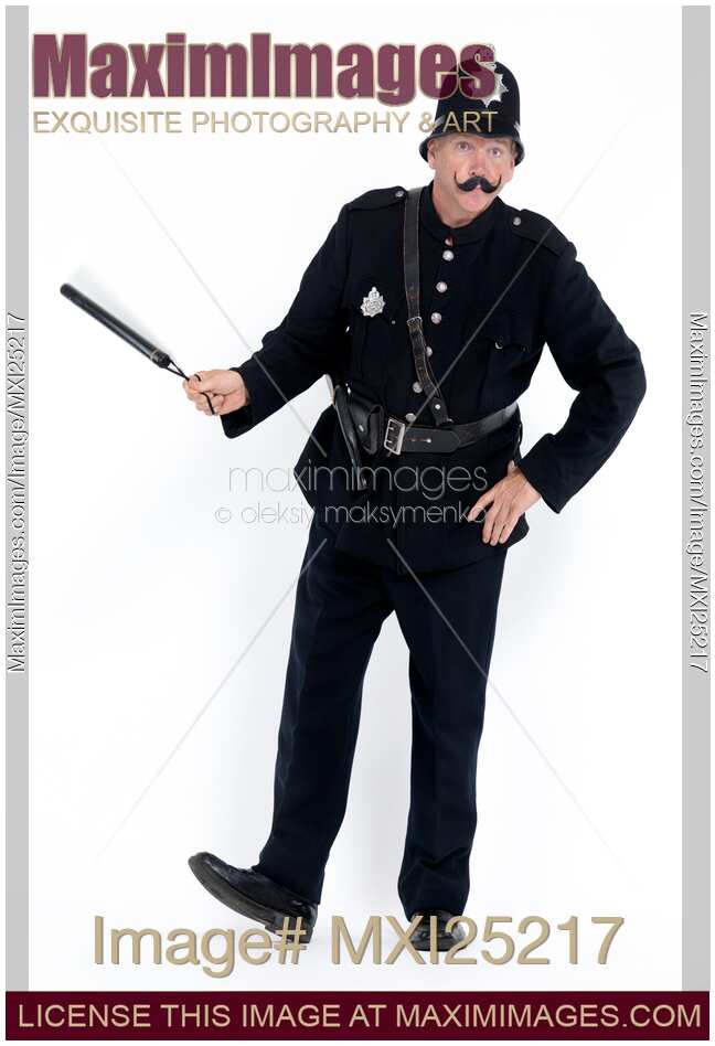 Vintage police officer with a baton