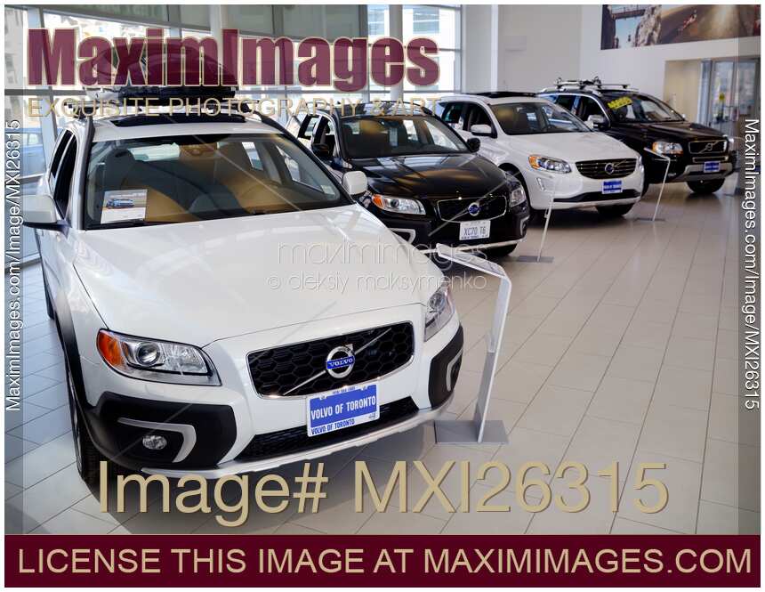 Volvo cars at auto dealer