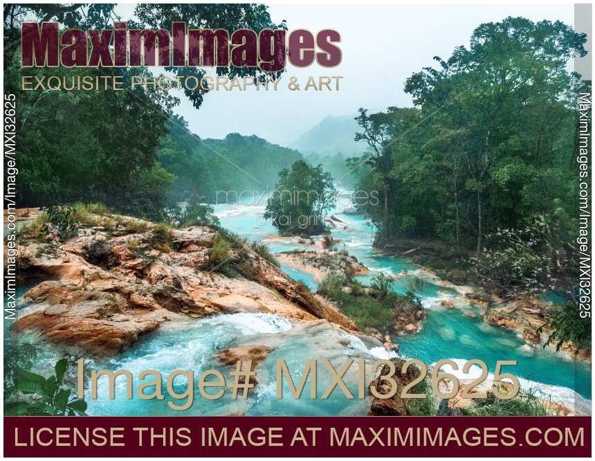 Waterfall Agua Azul in Chiapas Mexico landscape scenery