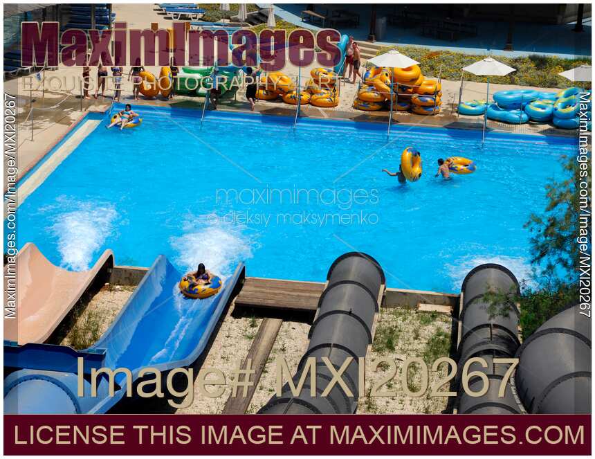 Waterpark pool and slides