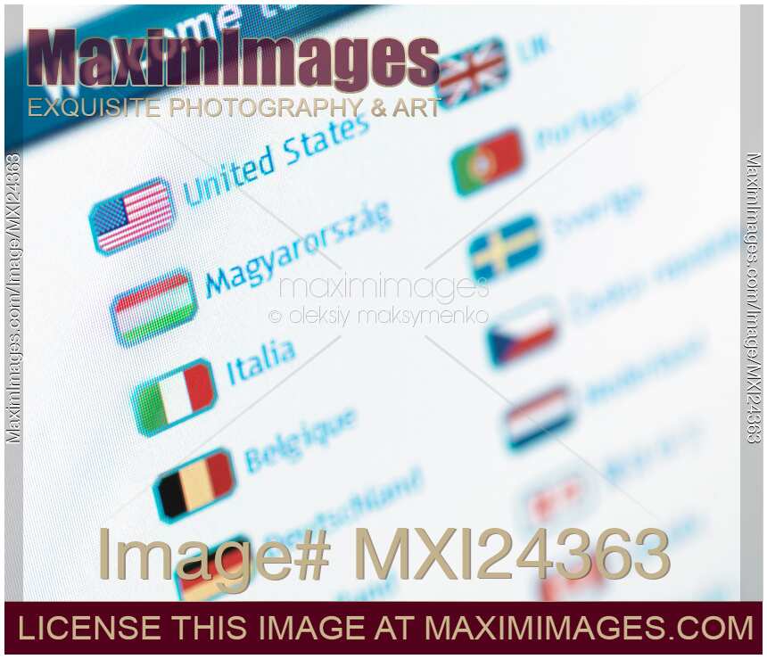 Web site language selection menu