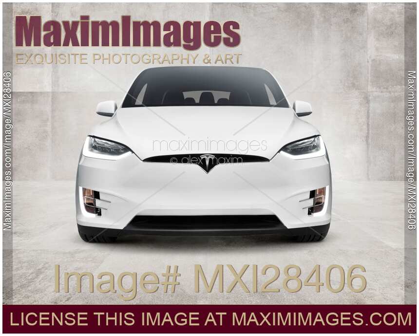 White 2017 Tesla Model X electric car front view