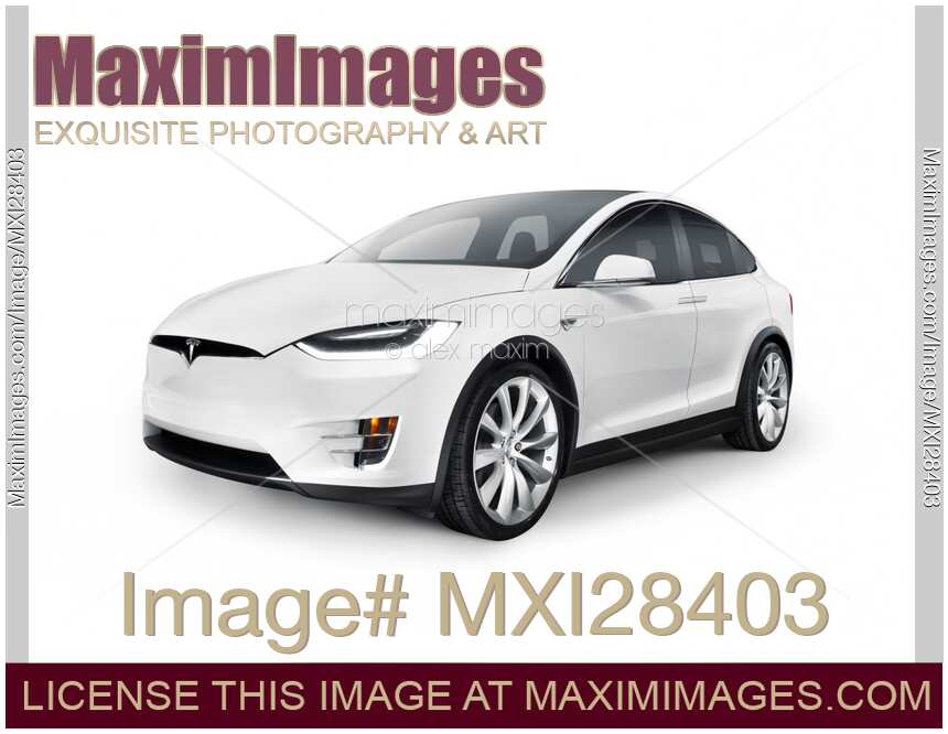 White 2017 Tesla Model X luxury SUV electric car isolated