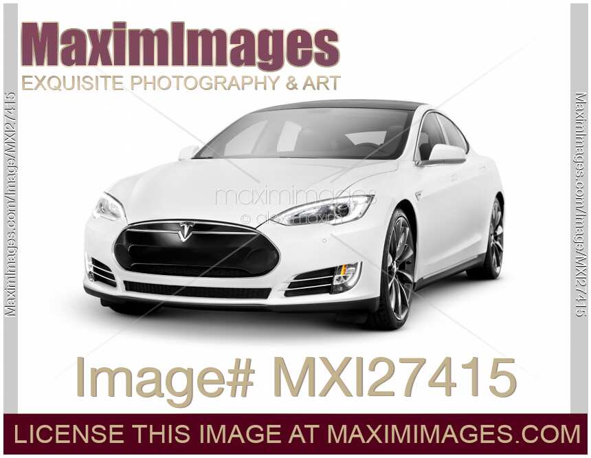 White Tesla Model S luxury electric car