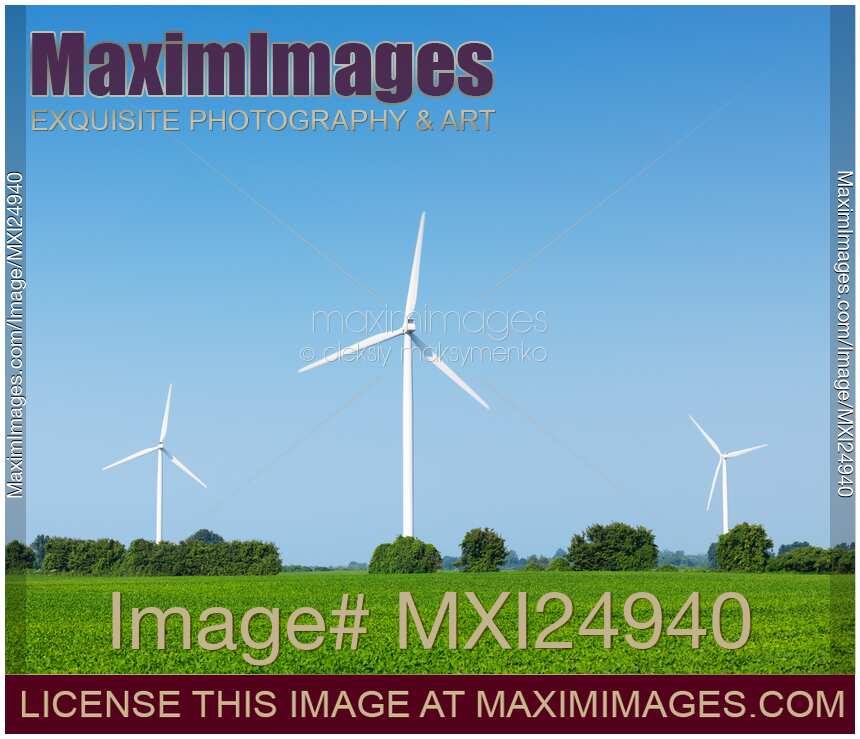 Wind turbines in green field