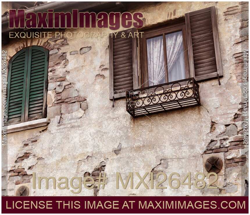 Windows of an old rustic house