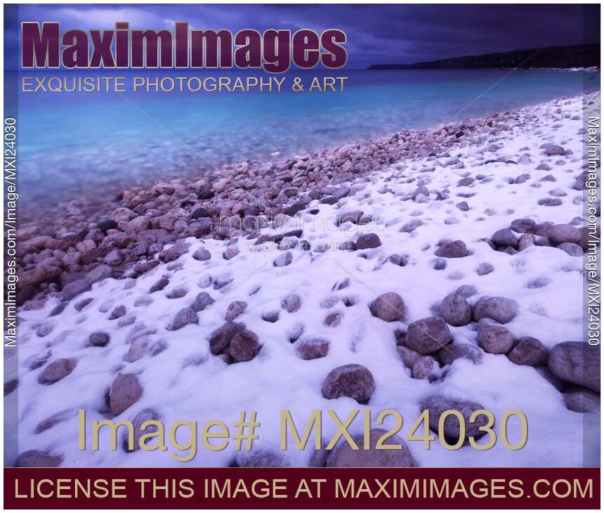 Wintertime landscape scenery of Georgian Bay shore line