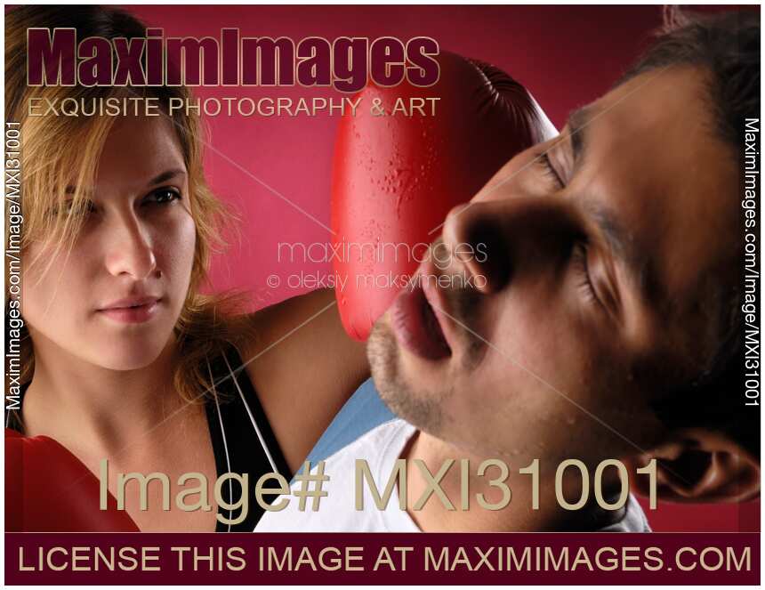 Woman Boxer Punching a Man