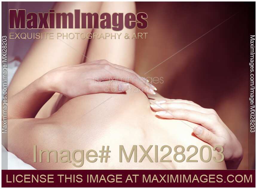 Woman breasts covered by hands