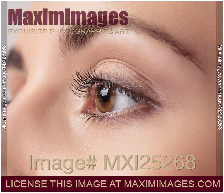 Woman brown eye closeup