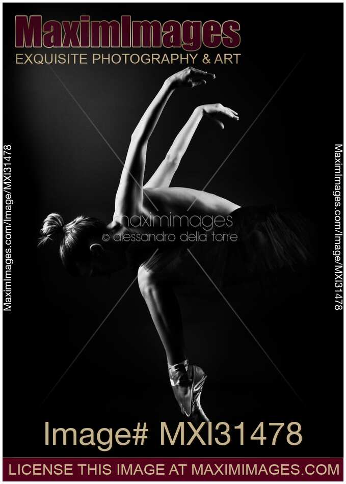 Woman dancer in a black tutu black and white artistic nudes