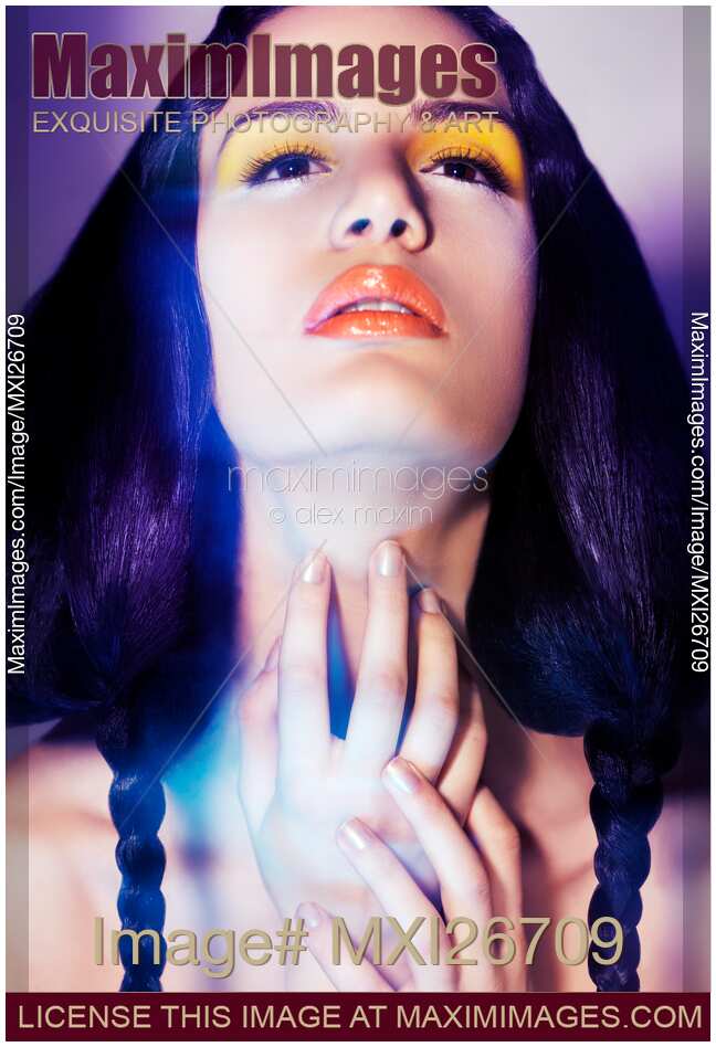 Woman face artistic mysterious portrait with motion blur